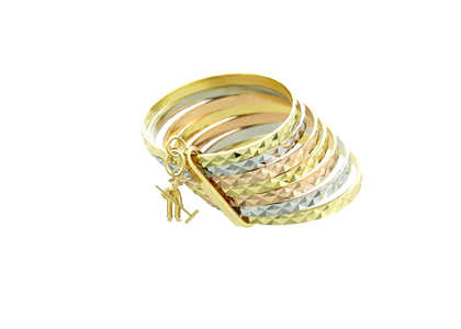 Farmer Charm Stack Ring with Three Tone Plated